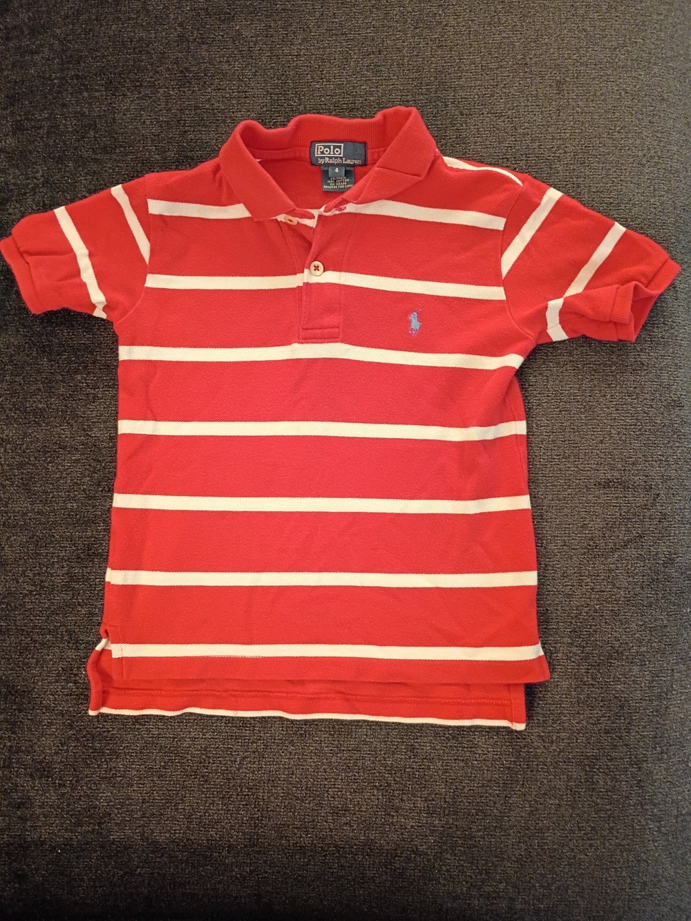 Polo by Ralph Lauren Kids Red & White Stripe Polo Shirt Size 4